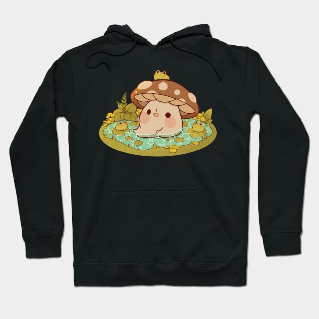 Cute mushroom in froggie pond Hoodie by Rihnlin